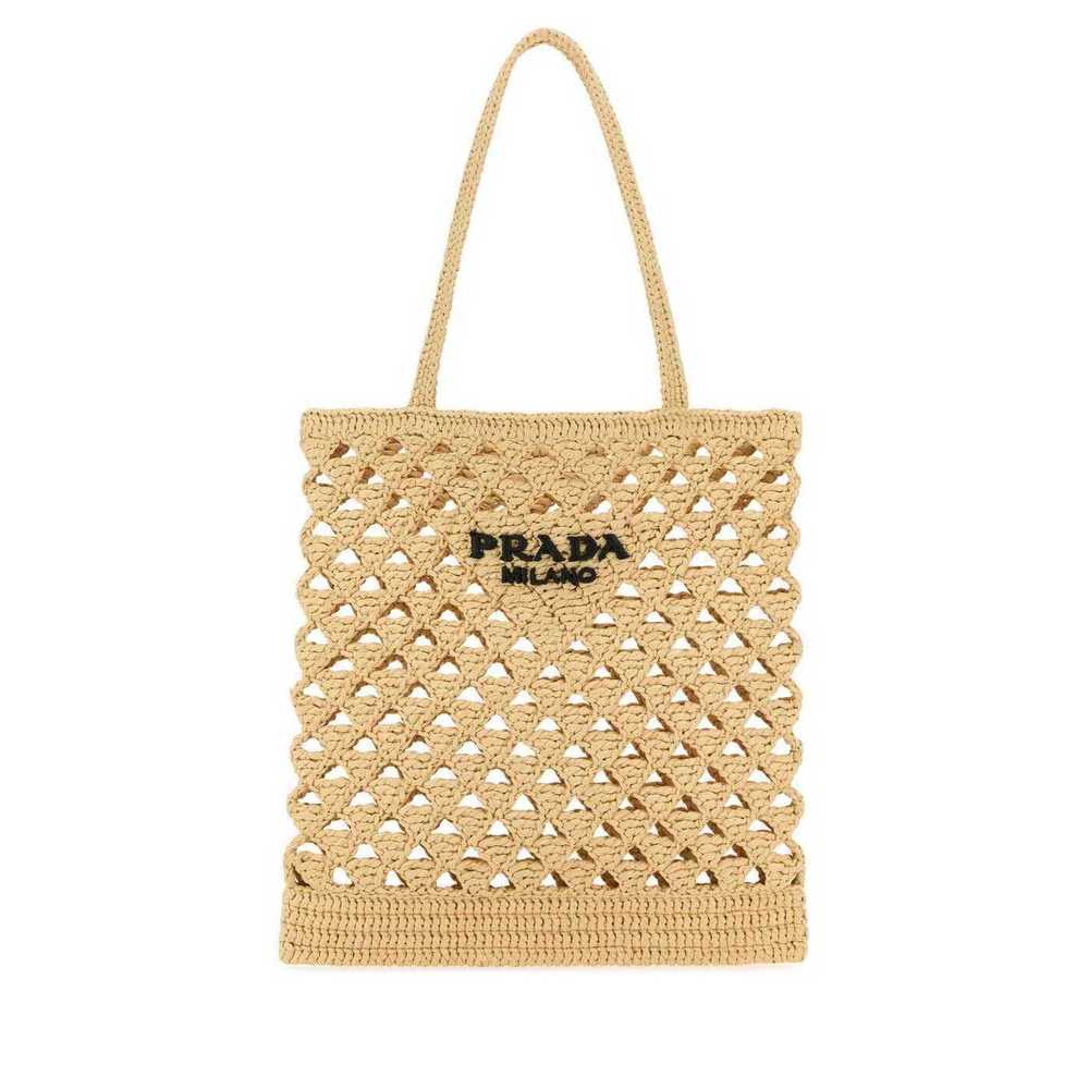 Prada Beach Crochet Tote Bag Beige Tan